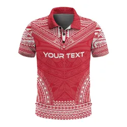 Tahiti Custom Personalised Polo Shirt - Tahiti Flag Polynesian Chief Tattoo Red Version