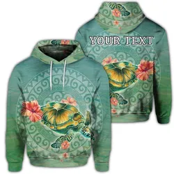 (Personalised) Hawaiian Turtle And Hibiscus Polynesian Hoodie - AH