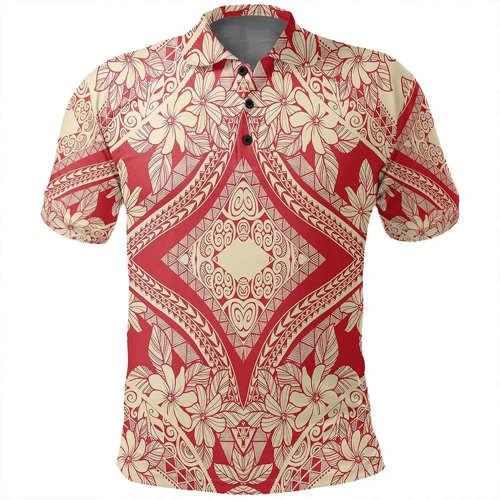 Unisex Polynesian Plumeria Mix Polo Shirt - AH