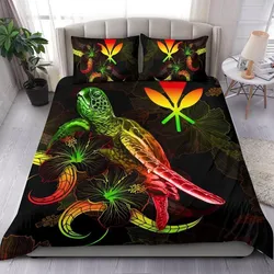 Alohawaii Bedding Set - Cover and Pillow Cases Hawaii Polynesian - Turtle With Blooming Hibiscus Reggae - BN22