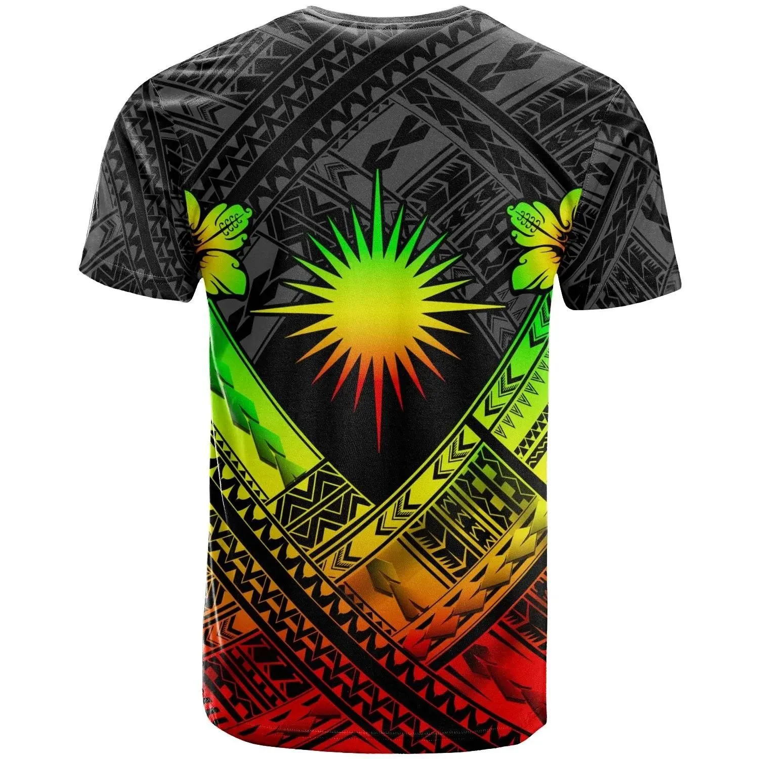 Marshall Islands Polynesian T-Shirts - Marshall Islands Reggae  Flag Camisole Hibiscus Style - BN18