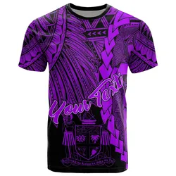 Fiji Polynesian Custom Personalised T-Shirt - Tribal Wave Tattoo Purple