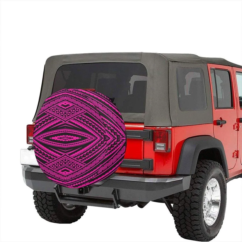 Polynesian Tatau Pink Hawaii Spare Tire Cover