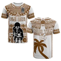 Custom Text And Number Fiji Rugby T Shirt Pacific The Bati Brown Fijian Tapa LT14