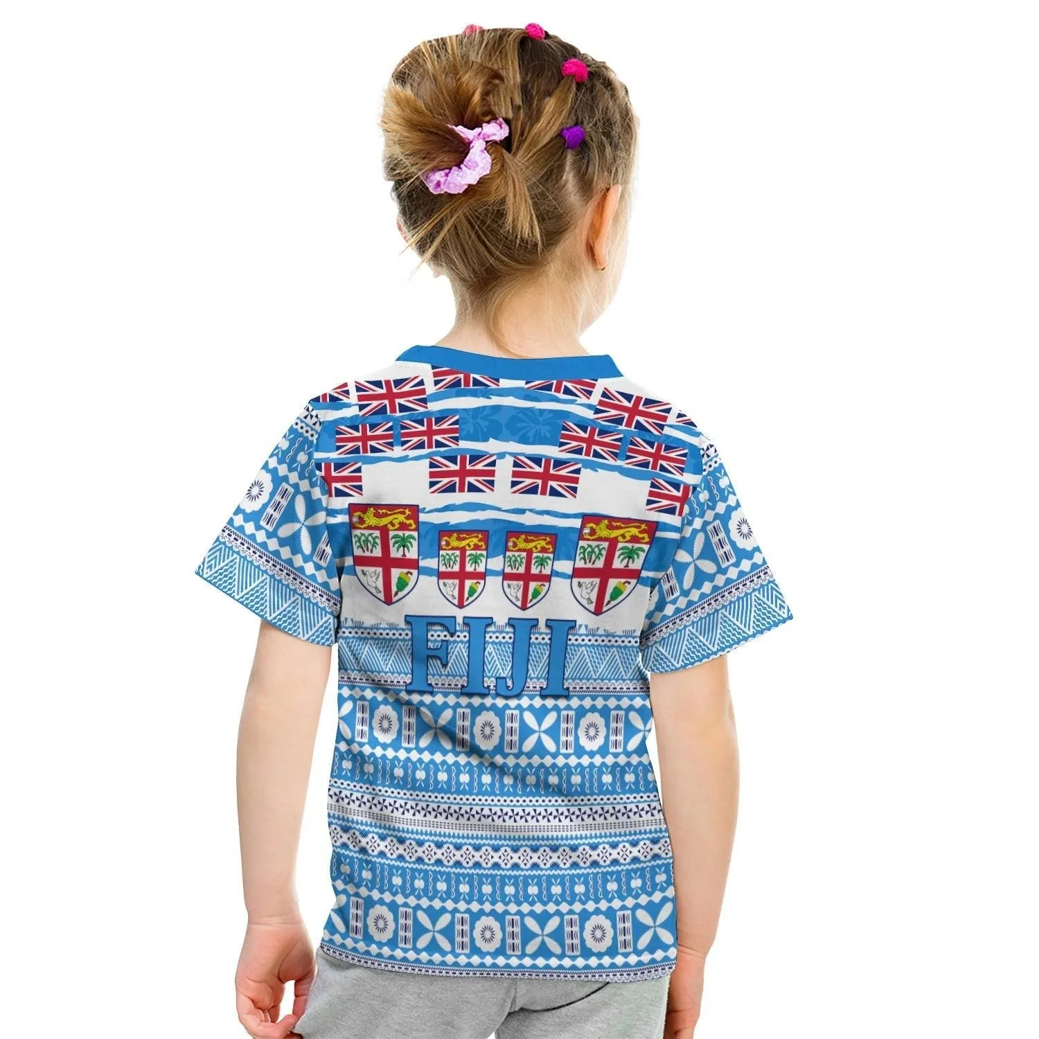 Fiji Polynesian T Shirt KID Fijian Tropical Flowers LT13