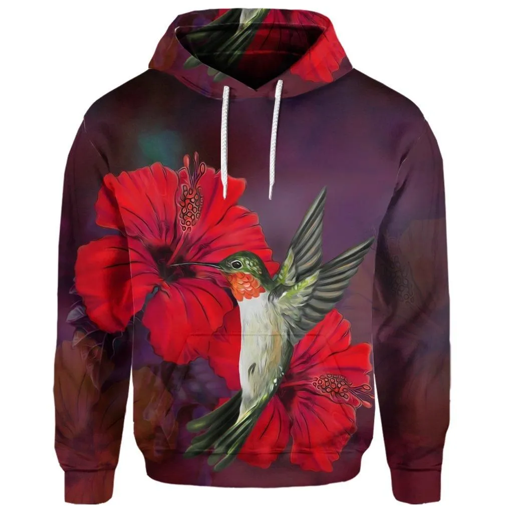 (Personalised) Hawaiian Hummingbird And Hibiscus Polynesian Hoodie - AH