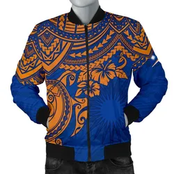 Marshall Islands Polynesian Bomber Jacket (Men) - Blue Turtle - BN15