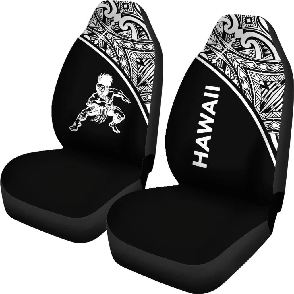 Hawaii Car Seat Covers - Polynesian Warriors Tattoo White Curve