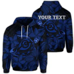 (Personalised) Hawaiian Turtle Hibiscus Plumeria Kanaka Polynesian Hoodie Blue - Soft Style