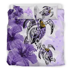 Polynesian Papua New Guinea Polynesia Turtle Hibiscus Purple A Bedding Set Camlitt