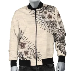 Chuuk Mens Bomber Jacket - The Beige Hibiscus