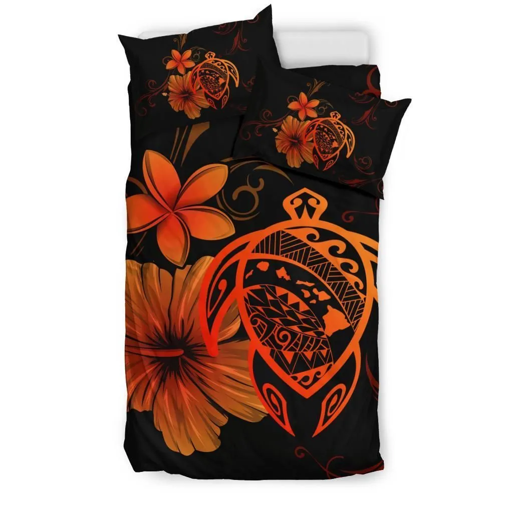 FamilyGater Bedding Set - Cover and Pillow Cases Hawaiian Map Turtle Hibiscus Plumeria Polynesian - Pink - AH J4