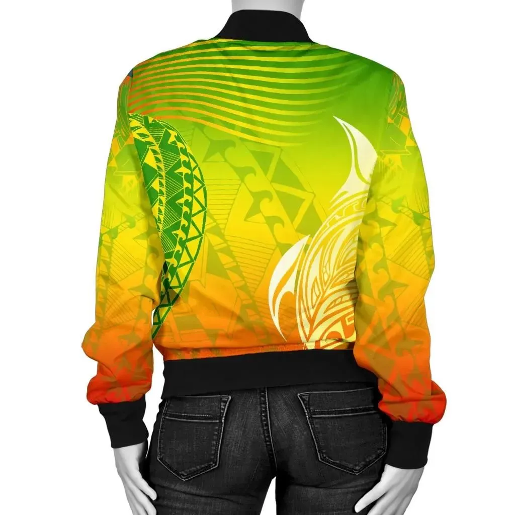 FamilyGater Jacket - Kanaka Maoli Polynesian Women's Bomber Jacket - Turtle Style - AH J9