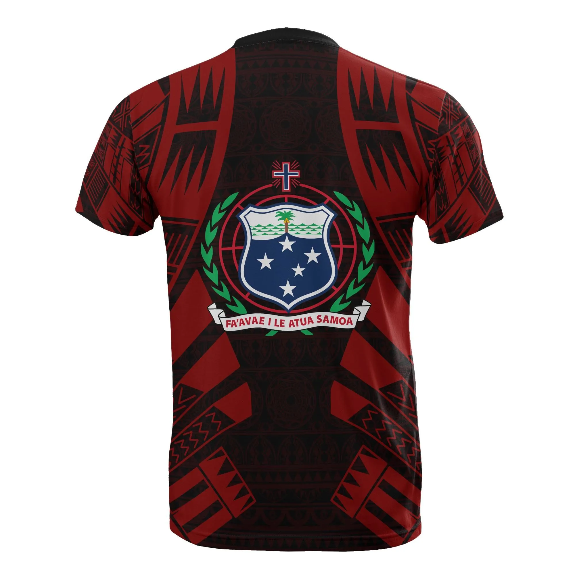 Samoa T shirt - Samoa Coat Of Arms Polynesian Tattoo Red Style