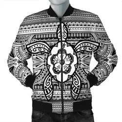 Alohawaii Jacket - Hawaiian Turtle Polynesian Tribal Bomber Jacket White AH - J7R
