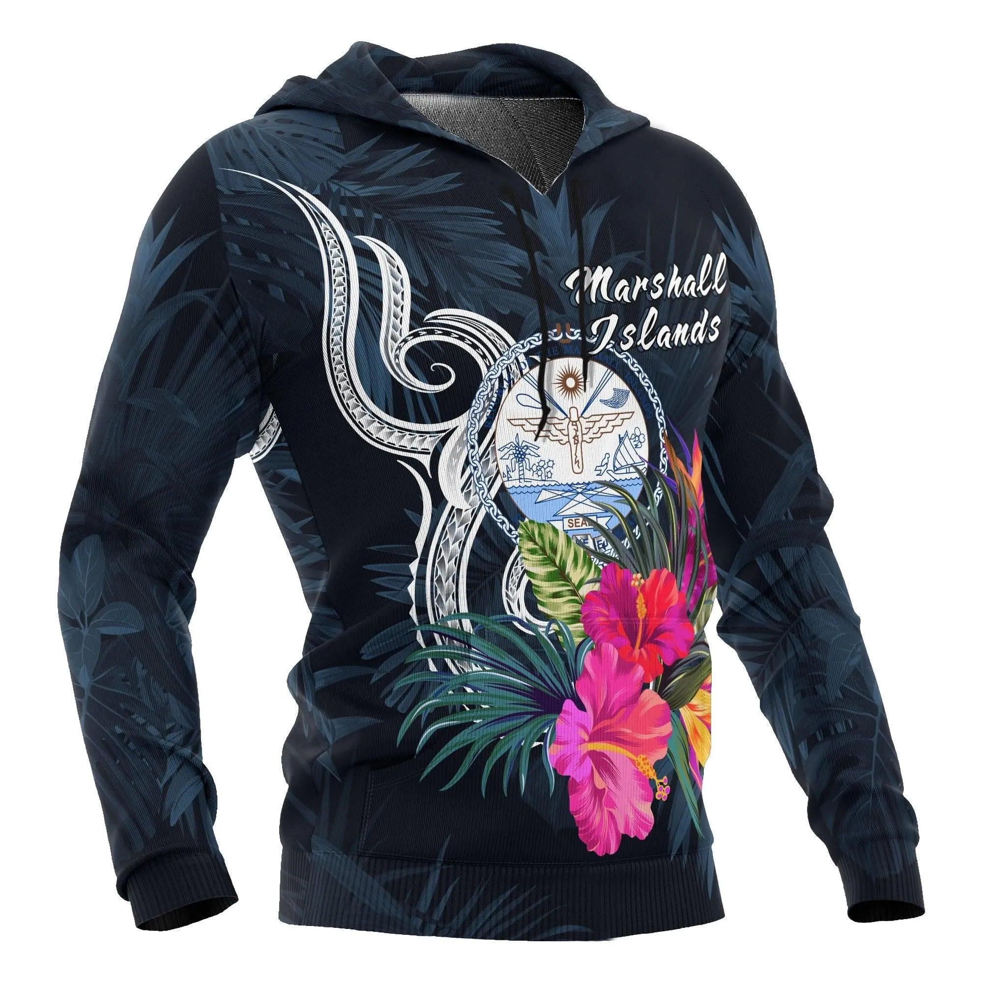 Marshall Islands Polynesian Hoodie - Tropical Flower