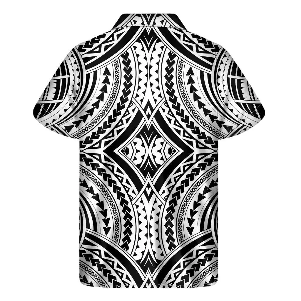 Maori Tribal Polynesian Tattoo Print Mens Short Sleeve Shirt