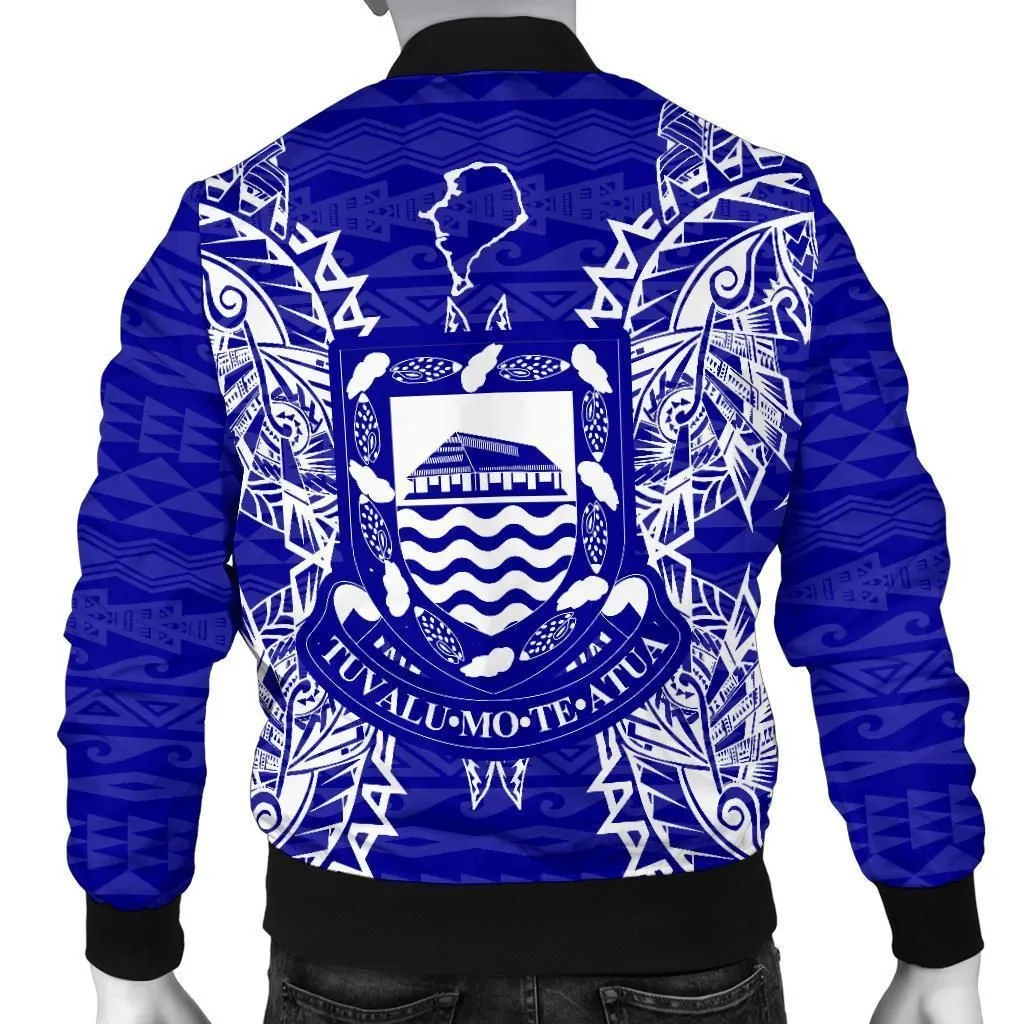 Tuvalu Polynesian Mens Bomber Jacket Map Blue