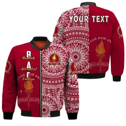(Custom Personalised) Beulah Tonga College Bomber Jacket Tongan Ngatu Pattern LT14
