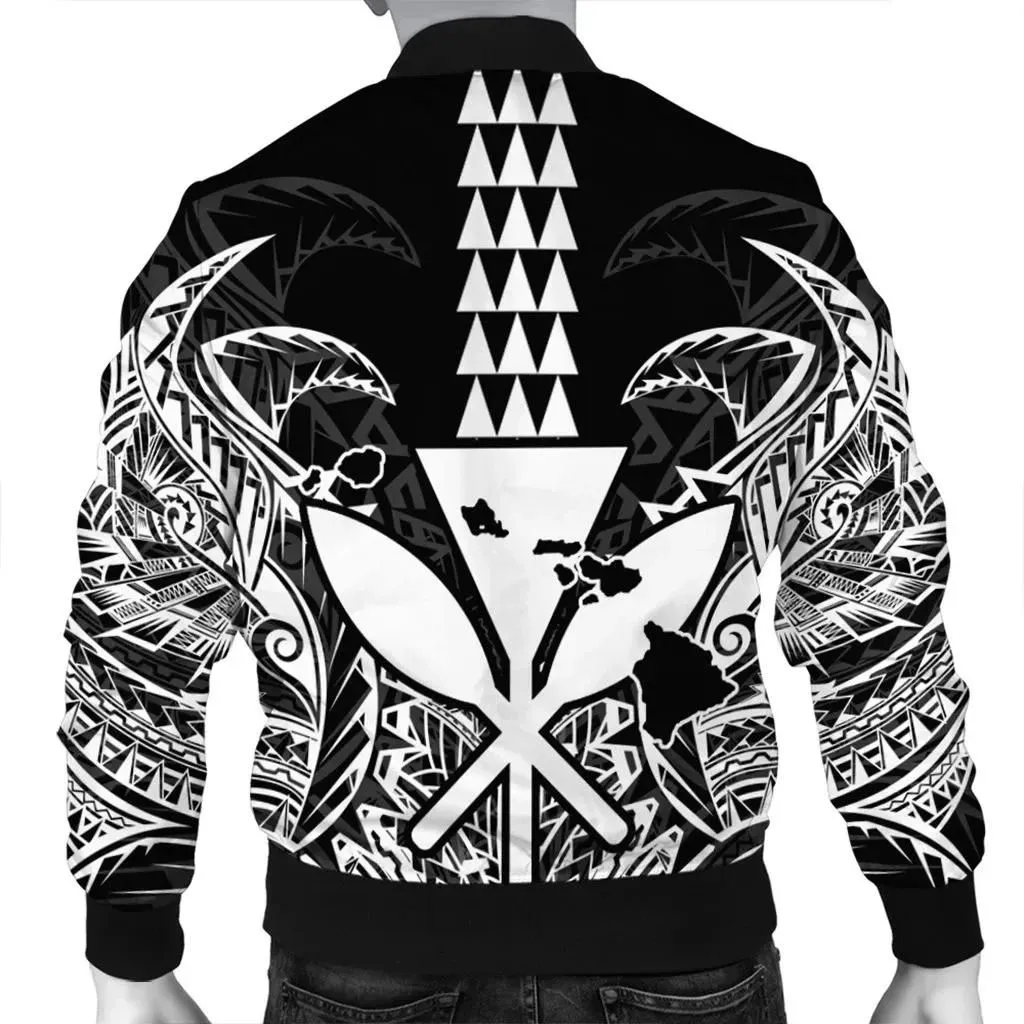 FamilyGater Jacket - Hawaii Polynesian Kanaka Kakau Bomber Jacket - Alan Style White - AH - J4R