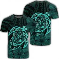 Alohawaii Tee - Hawaiian Map Turtle Kanaka Hibiscus Polynesian T-shirt Turquoise - AH - J4R