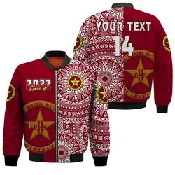 (Custom Text And Number) Tonga Eua High School Bomber Jacket Class Of Year Tongan Ngatu Pattern LT14