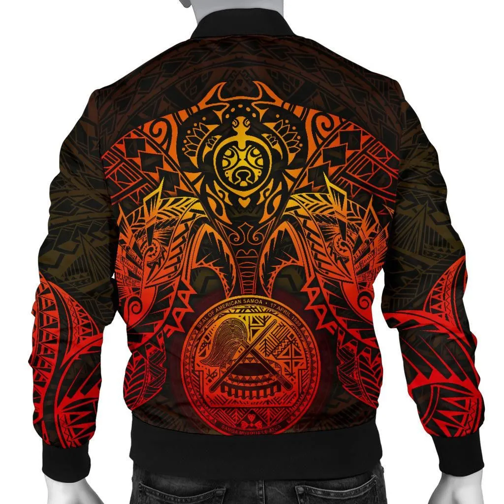 American Samoa Polynesian Bomber Jacket (Men) - Red Turtle Manta Ray - BN18