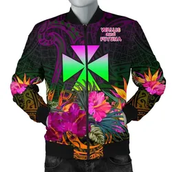 Wallis and Futuna  Men's Bomber Jacket - Summer Hibiscus - BN15