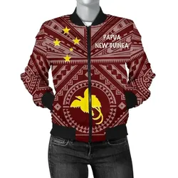 FamilyGater Jacket - Bomber Jacket Papua New Guinea - Flag With Polynesian Patterns (Red) - BN25
