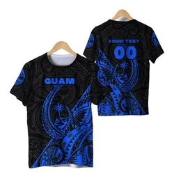 (Custom Personalised) Guam Rugby T-Shirt Polynesian Patterns Style - Blue LT16