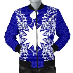 Nauru Polynesian Mens Bomber Jacket Map Blue