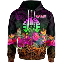 Tahiti Zip-up Personalised Hoodie - Summer Hibiscus - bn15