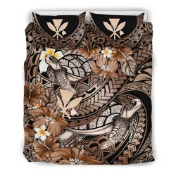 FamilyGater Bedding Set - Cover and Pillow Cases Kanaka Maoli (Hawaiian) - Waves Polynesian Turtle Hibiscus (Gold) A24