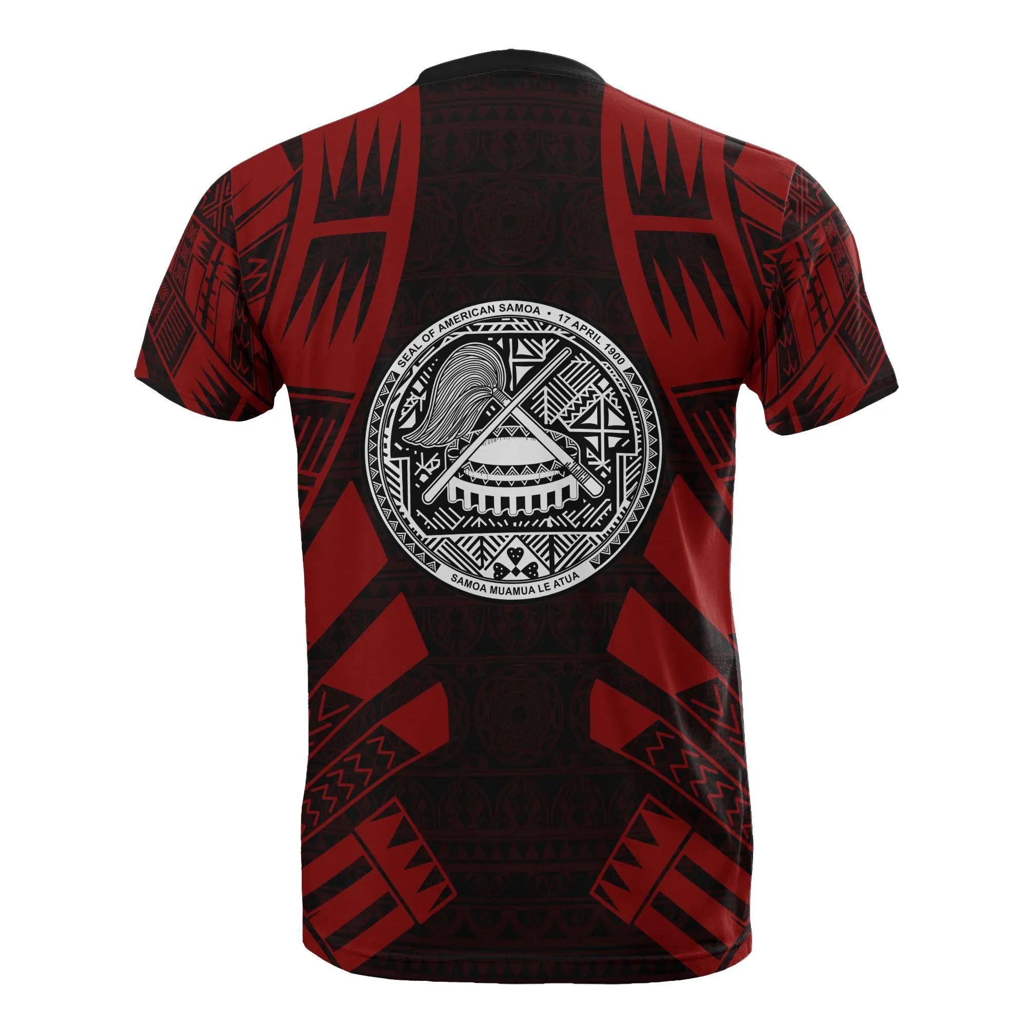 American Samoa T Shirt - American Samoa Seal Polynesian Tattoo Red Style