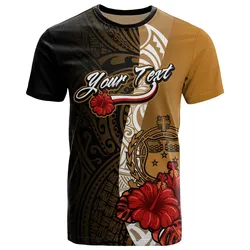 Samoa Polynesian Custom Personalised T-Shirt - Coat Of Arms With Hibiscus Gold - BN12