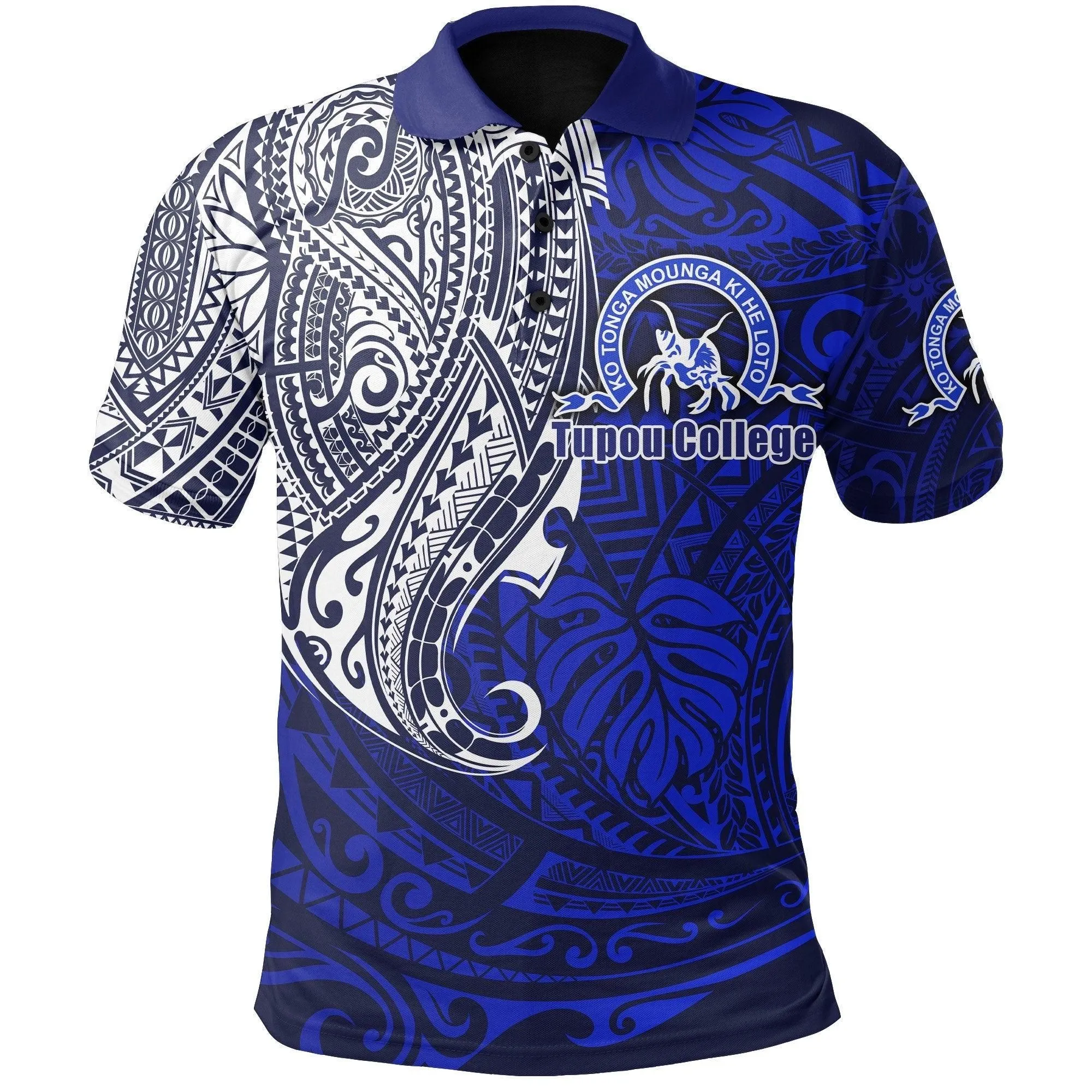 (Custom Personalised) Kolisi Ko Tupou College Tonga Polo Shirt Polynesian Tattoo Style
