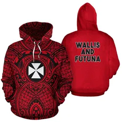 Wallis and Futuna Polynesian Hoodie - Wallis and Futuna Coat Of Arms Polynesian Tattoo Front Half Style