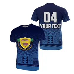 (Custom Text and Number) Niue Rugby T shirt Blue