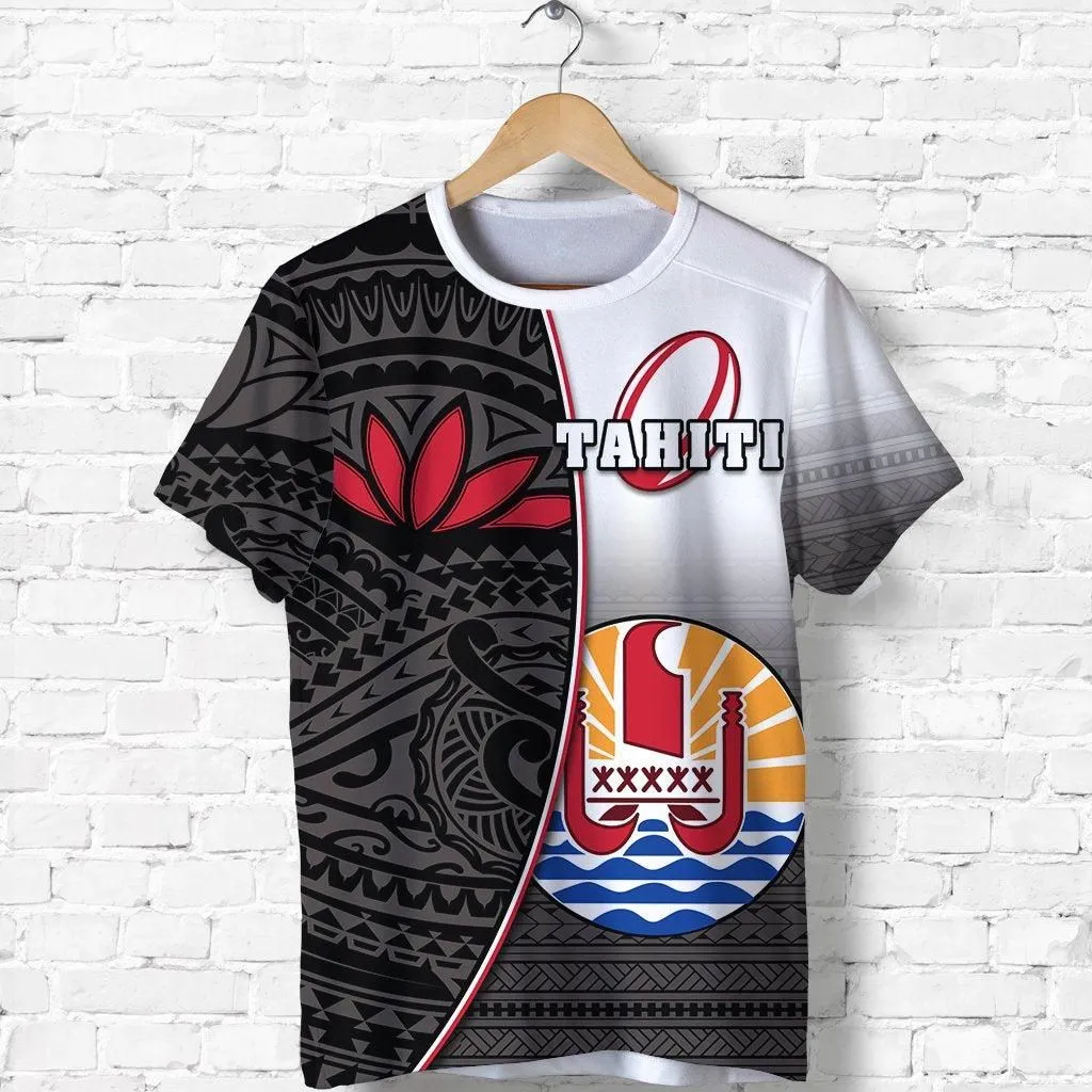 (Custom Personalised) Tahiti Rugby T shirt Impressive Version Black - Custom Text and Number