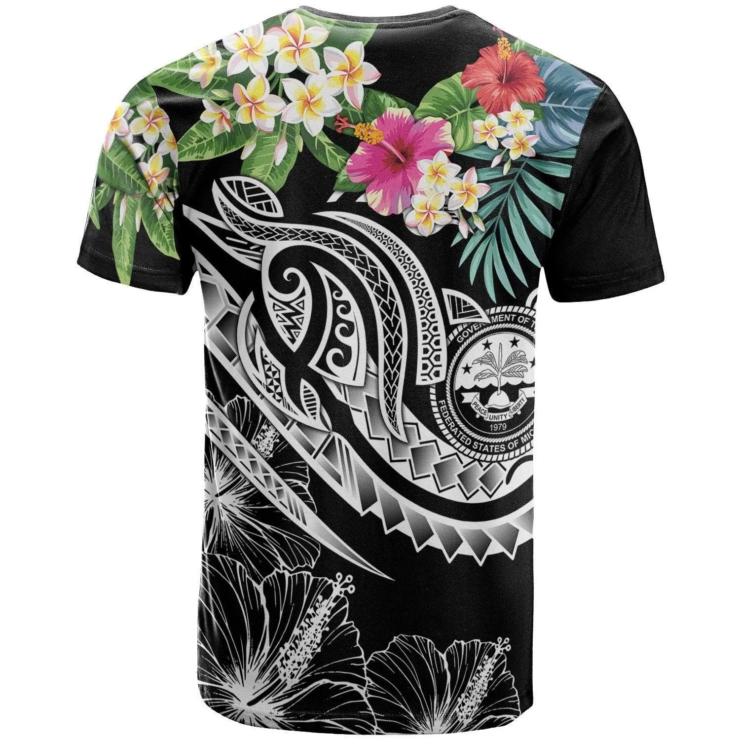 FSM Polynesian T-Shirt - Summer Plumeria (Black)