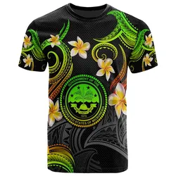 Federated States of Micronesia T-shirt - Custom Personalised Polynesian Waves with Plumeria Flowers (Reggae)
