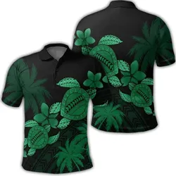 Alohawaii Shirt - Hawaii Turtle Plumeria Coconut Tree Polynesian Polo Shirt - Green - AH - J4R