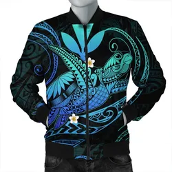 Hawaii Turtle Polynesian Bomber Jacket - Nane Style Turquoise