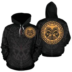 Polynesian All Over Hoodie - Polynesian Face Tattoo 4