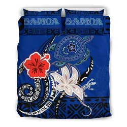 FamilyGater Bedding Set - Cover and Pillow Cases Samoa - Polynesian Turtle Hibiscus Blue A24