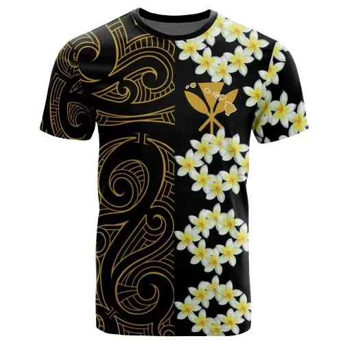 Hawaii Plumeria Kanaka Polynesian T-Shirt - Curtis Style - Gold
