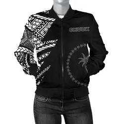 Chuuk Pattern Women's Bomber Jackets - Black Style - FSM - BN912