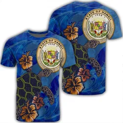 Hawaiian Seal Of Hawaii Hibiscus Ocean Turtle Polynesian T-Shirt - AH