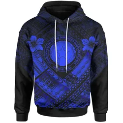 Northern Mariana Islands  Hoodie - CNMI Seal Camisole Hibiscus Style (Blue)