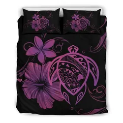 FamilyGater Bedding Set - Cover and Pillow Cases Hawaiian Map Turtle Hibiscus Plumeria Polynesian - AH J4